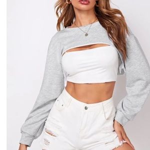 Zara Drop Shoulder Crop Knit Top